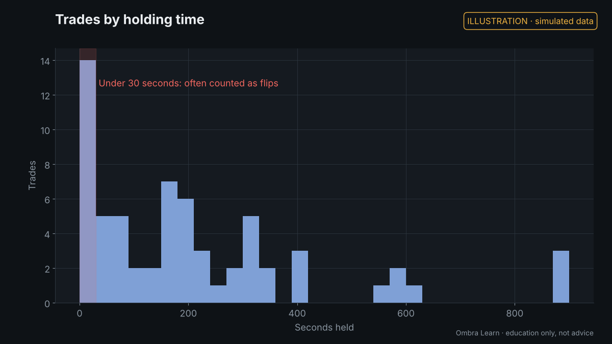 Illustration with simulated data: Flipping rules: trades that are too short