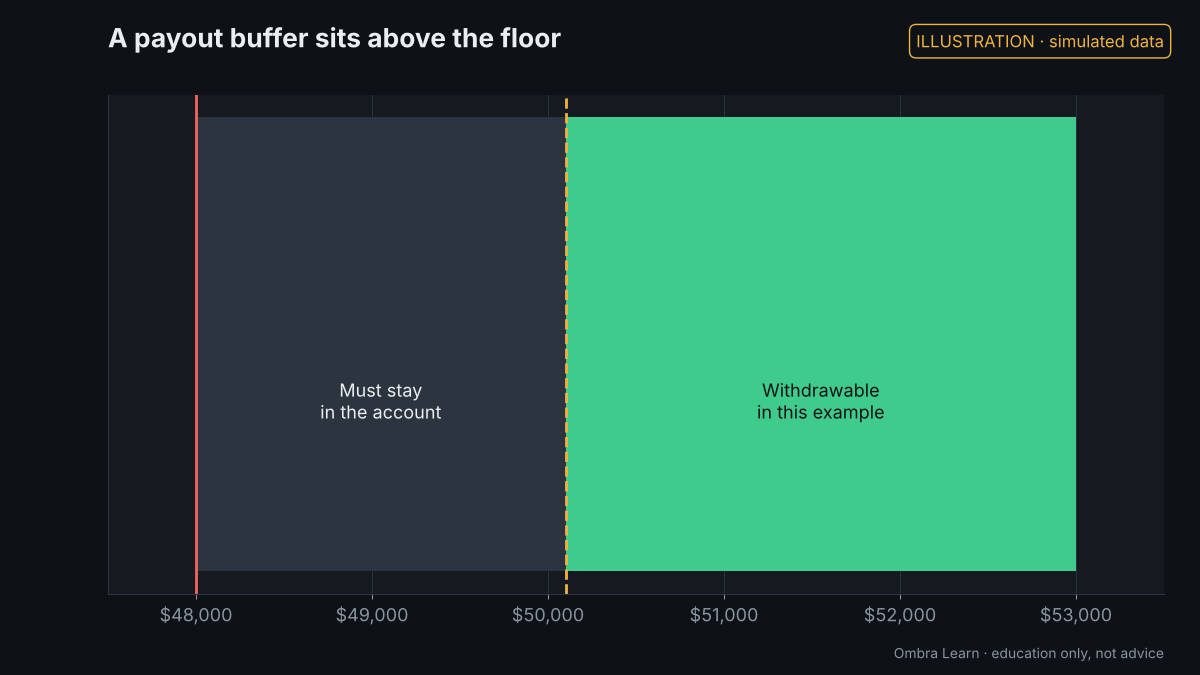 Illustration with simulated data: Payout buffers: the money you must leave in